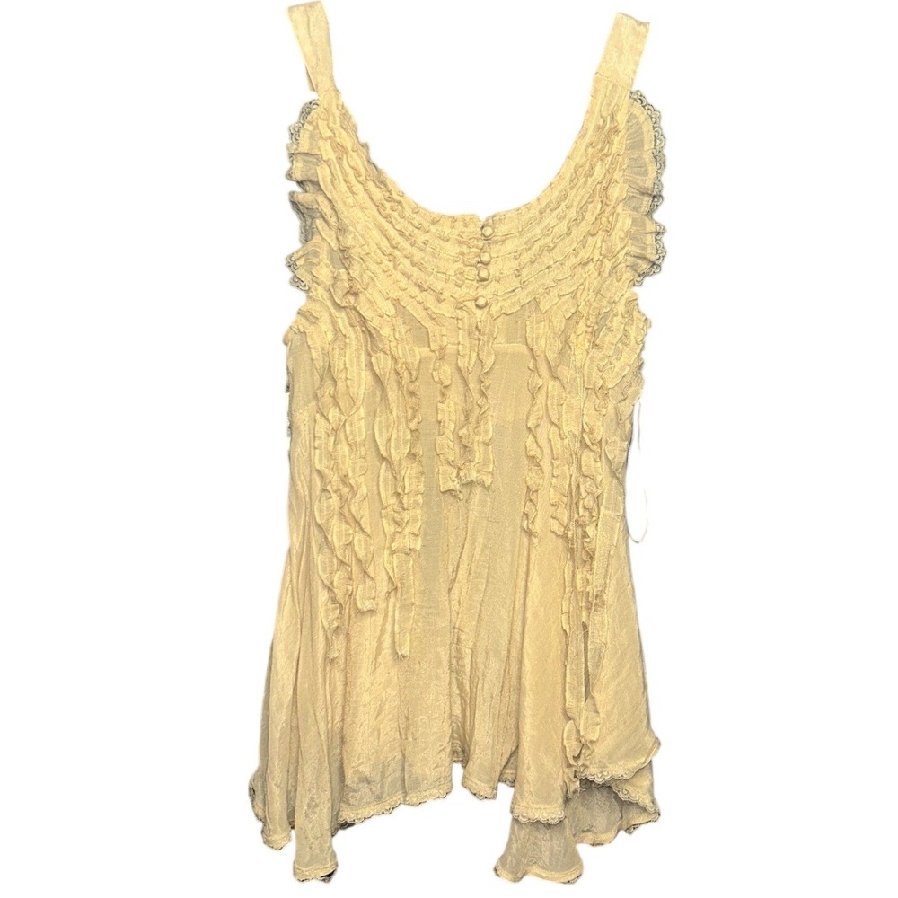 Marineblu Y2K Ruffle Lace Tank Top Coquette Fairycore Grunge L Empire Waist Maid